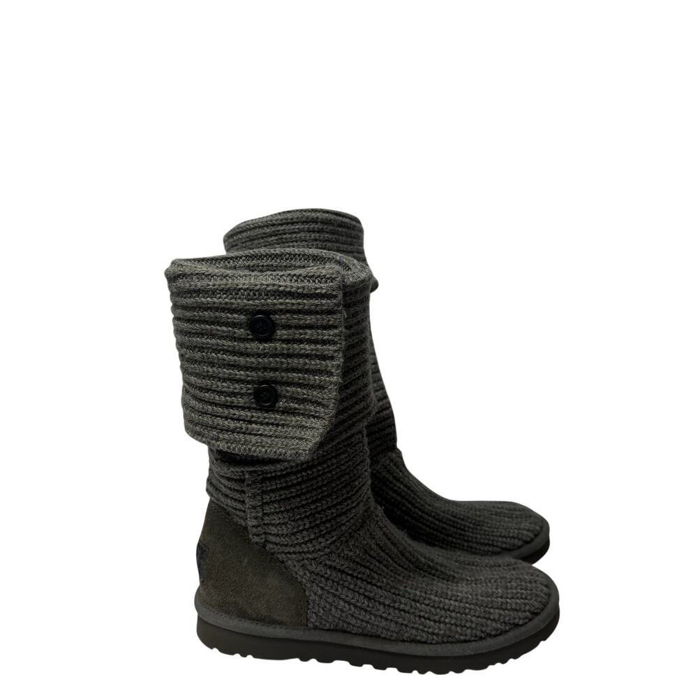 UGG Australia Classic Cardy Gray Knit Boots Women's Size 8
